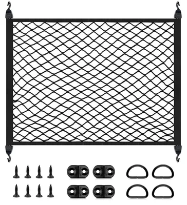 Immagine prodotto di Rete per bagagliaio auto - Rete di carico - 60 x 80 cm a 110 x 145 cm - 4 ganci - Bagagliaio