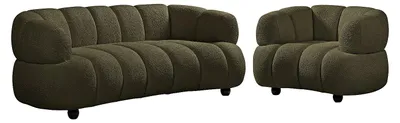 Produktbild von 3-Sitzer-Sofa und Sessel aus Bouclé-Stoff in Grün COLIANI