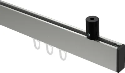 Produktbild von Interdeco Innenlaufstange / Gardinenstange mit Innenlauf Edelstahl-Optik / Schwarz, Typ Sonius Paxo (Kappe) Deckenmontage, 14x35 mm 1-läufig, 100 cm