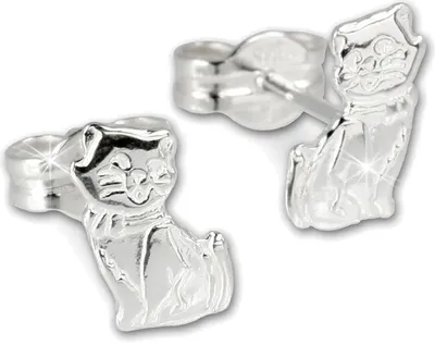 Image de SilberDream Boucles d'oreilles pour femmes 925 argent argent chat SDO512