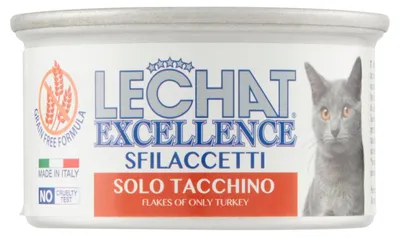 Immagine prodotto di Monge LeChat Excellence Sfilaccetti Solo Tacchino per gatti adulti - 24 scatolette da 80 g