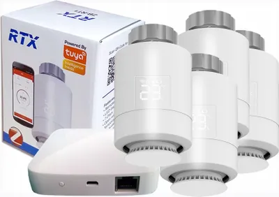Zdjęcie produktu dla 4x Głowica Termostat + Bramka ZigBee LAN TUYA SET4