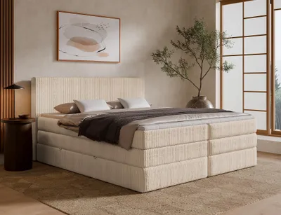 Produktbild von Emlar Boxspringbett Tilia duo 160x200 - Bett mit Matratze und Topper - Boxspringbett mit Bettkasten und Matratze - Boxspringbett Beige (Tilia 03)