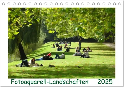 Produktbild von Fotoaquarell-Landschaften. (Tischkalender 2025 DIN A5 quer), CALVENDO Monatskalender