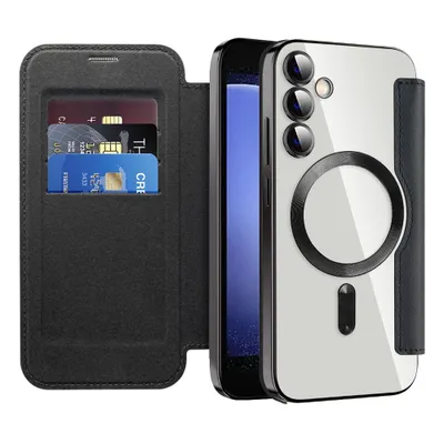 Produktbild von Klapphülle für Samsung Galaxy S23 FE Kompatibel mit Magsafe, Klar Überzug Kartenhalter Ledertasche mit Kameraschutz Schwarz