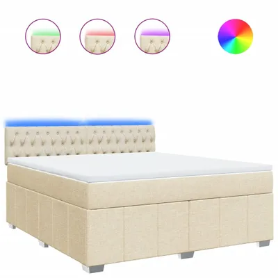 Produktbild von vidaXL Boxspringbett mit Matratze Creme 180x200 cm Stoff