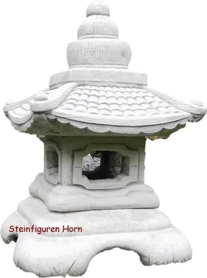 Produktbild von Schöne Tempel Laterne aus Steinguss perfekt für den Garten die Terrasse oder den Vorgarten ist Frostfest Witterungsbeständig und Neu 57cm H, PO-31