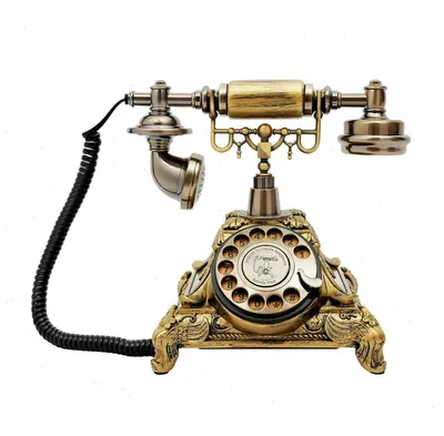 Produktbild von Retro Telefon - Tischtelefon mit Wählscheibe - Antikes Vintage Design - Schnurgebundenes Festnetz - Ohne Batterie - Klare Sprachqualität - Bronze