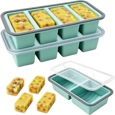 Produktbild von 3 Stück Silikon Gefrierform mit Deckel, 250ml & 500ml Fassungsvermögen