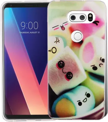 Produktbild von Handy Hülle für LG V30 Cover Case Schutz Tasche Motiv Slim Silikon TPU Schriftzug Marshmallows