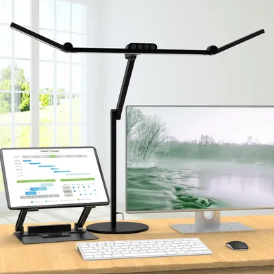 Obrázok produktu pre 1500 lúmenová LED stolná lampa so základňou, 24 W, s možnosťou stmievania, 3 lampy určené pre monitor počítača