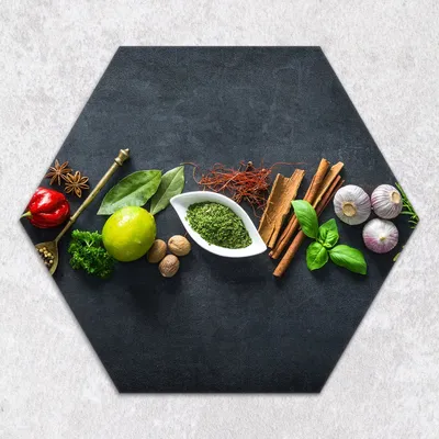 Produktbild von Glas-Herdabdeckplatten Glaskeramikkochfeld-Abdeckung Spritzschutz Glas Hexagon Schneidebrett 40 cm Gewürze Gemüse Kräuter