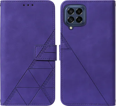 Produktbild von Galaxy M33 5G Hülle, Schlank Prägung Flip Leder Kartenfächer Schutzhülle mit Ständer für Samsung Galaxy M33 5G Lila
