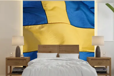 Produktbild von MuchoWow® Fototapete für Wohnzimmer oder Schlafzimmer Wandtapete Vinyl Motivtapete Nahaufnahme der Flagge von Schweden - 240x240 cm - Schlafzimmer-Tapete
