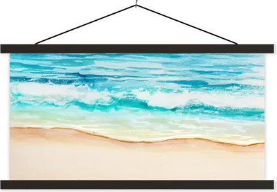 Produktbild von MuchoWow® Textilposter Strand - Golf - Meer 120x60 cm mit schwarzem Rahmen - Dekoration Schlafzimmer