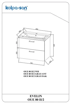 Productafbeelding van Kolpa EVELIN kast met wastafel, model OUE 80 II/2, wit