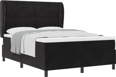 Zdjęcie produktu dla Łóżko sprężynowe z materacem Czarny 200 x 140 cm Aksamit