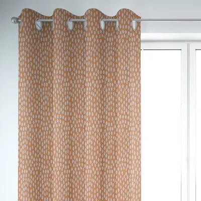 Produktbild von SCHÖNER LEBEN. Vorhang Bayside Tupfen Pinselstriche orange weiß 245cm Aufhängung Ösen