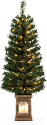 Produktbild von 120cm Künstlicher Weihnachtsbaum mit Beleuchtung, Tannenbaum mit 100 LED-Lichter & 160 Spitzen, Kunstbaum mit Fernbedienung