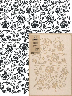 Produktbild von Wandschablone Groß Muster, Malschablone 59x95 cm Goldene Rose Blumen Wiederverwendbare Kunststoff, Geometrische Tapete Wandgestaltung