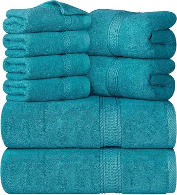 Produktbild von Unyqoos®️ Handtuchset - 2 Badetücher, 2 Handtücher und 4 Waschlappen - 600 g/m²