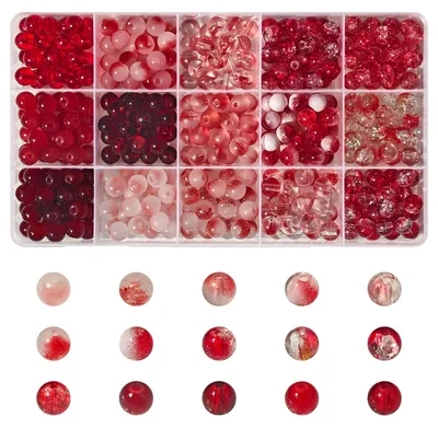 Produktbild von Glasperlen 8 mm, 380 Stück, bunt, zum Auffädeln für Armbänder