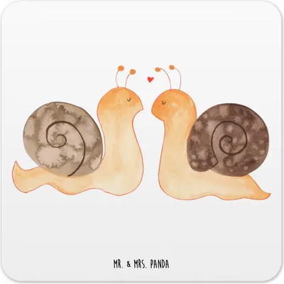 Produktbild von Mr. & Mrs. Panda Tassenuntersetzer Schnecken Liebe 15er Set - Weiß - Geschenk, Freundin, Zufrieden, Paar, Pärchen, Untersetzer Tassen, glücklich, für Gläser, Coaster