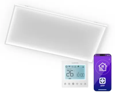 Produktbild von Klarstein Infrarot Wandheizung 770W – Wand- & Deckenmontage, App & Fernbedienung, IP44, Thermostat, Timer, Kindersicherung, Elektroheizung für Räume bis 15 m²