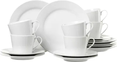 Produktbild von Kaffeetasse+Untertasse Bianco - 6-tlg. Porzellan weiß.