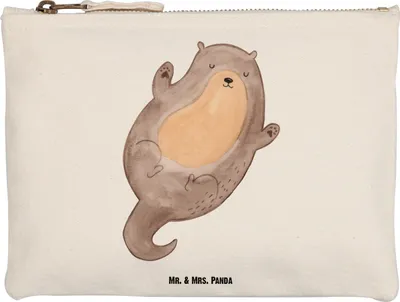 Produktbild von Mr. & Mrs. Panda Mäppchen Otter Umarmen Größe M - Weiß - Geschenk, Hallo, Optimistisch, Etui, Kosmetiktasche, Seeotter See, glücklich, gut Gelaunt, Schlampermäppchen