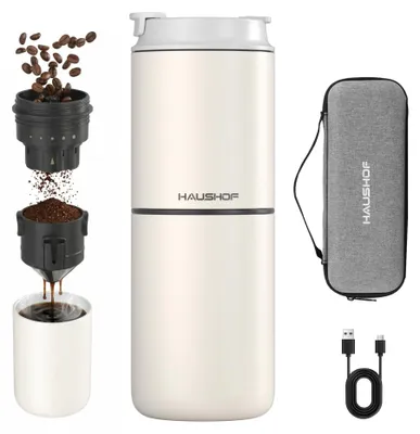 Tragbare Kaffeemühle, kabellos, 5 Mahlstufen, Keramik, 736 g, Weiß