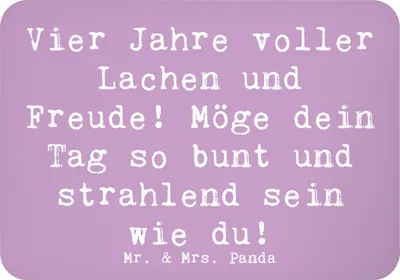 Produktbild von Mr. & Mrs. Panda Kühlschrankmagnet Spruch 4. Geburtstag Freude - Lavendeltraum - Geschenk, bunter Tag, whiteboardmagnet, holzmagnet, Geburtstagsdeko, Happy Birthday