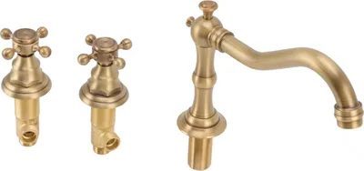 Image de Robinet à double poignée en cuivre étanche et résistant à la corrosion Magnifique robinet de salle de bain à trois trous avec filetage G1/2 Antique
