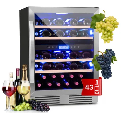 Produktbild von Klarstein Einbau-Weinkühlschrank, 2 Zonen Getränkekühlschrank Klein, Kleiner Weinschrank 129L, Wein-Kühlschrank Klein mit Glastür, Indoor/Outdoor Flaschenkühlschrank, Wine Fridge für 43 Flaschen