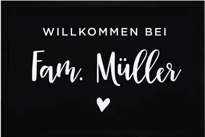 Produktbild von Fußmatte Willkommen bei Familie [Wunschname] Herz personalisiert rutschfest & waschbar SpecialMe® weiß 60x40cm