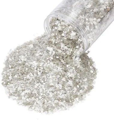 Produktbild von Glitzernde Steinsplitter mit natürlichem Mica-Block-Design - 300 g - Weiss