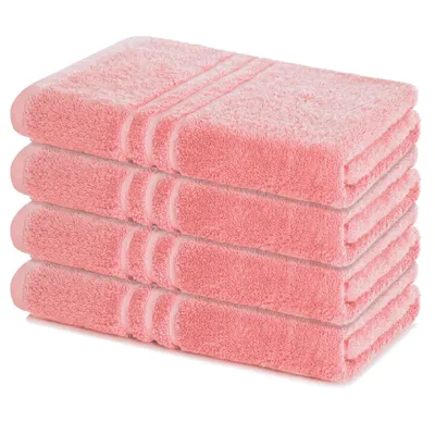 Produktbild von Lavea® 4er Set Duschtuch 70x140, 4 Stück, 100% Baumwolle Frottee, saugstark, weich und strapazierfähig, waschbar 60°C, trocknergeeignet, Handtuch, Handtücher, Duschtücher, Pastellrosa