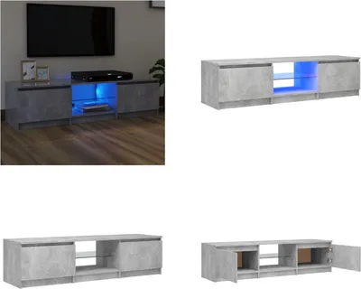 Produktbild von vidaXL TV Schrank mit LED Leuchten Betongrau 140x40x35,5 cm - TV-Schrank - TV-Schränke - TV-Schrank Mit LED - TV-Möbel