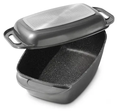 Produktbild von STONELINE® Bräter Schmortopf Grau 43x26 cm | mit Deckel