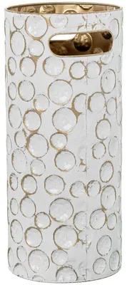 Runder Schirmständer, Metall, Gold/Weiß, 20x20x45 cm