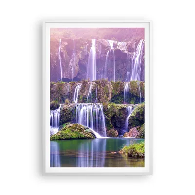 Produktbild von Gerahmtes Poster - Weißer Rahmen - Wasserfall Natur - 70x100 cm - Wand Bild - Wanddeko - Wandbilder - Kunstposter - Wandposter - Bilderrahmen - Bilder - Kunstdruck - Wandbild - P2WPA70x100-3893