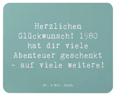 Produktbild von Mr. & Mrs. Panda Mouse Pad Spruch 1980 Geburtstag Abenteuer - Meeresbrise - Geschenk, Geburtstagsjahr, pc mousepad, mausteppich, feiern, Mauspad, Glückwunsch, mousematte