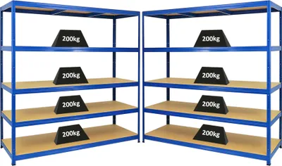 Produktbild von Mega Deal | 2x Schwerlastregal Giant Elephant | HxBxT 180x180x60cm | Fachlast 200kg | Blau