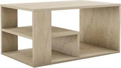 Image de Table Basse Rectangulaire EROS, Travertin, 80 x 50 x 40 cm, Panneaux de Particules Mélaminés