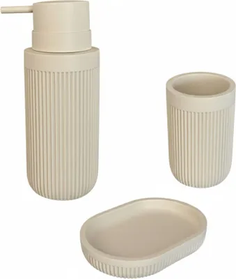 Produktbild von 3-teiliges Badezimmer-Accessoire-Set aus Kunstharz