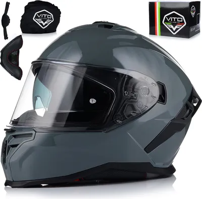 Produktbild von Integralhelm mit Sonnenblende | VITO PRESTO | Motorrad Helm Vollvisierhelm Mopedhelm ECE 22.06 | Motorradhelm Full-Face Helme | XL (61-62cm)