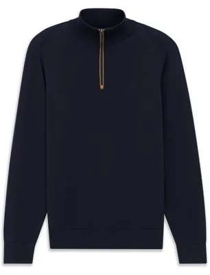 Produktbild von Bugatti Herren Pullover im Troyer-Stil mit langen Ärmeln, Reißverschluss und Stickerei