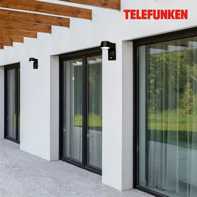 Obrázok produktu pre Telefunken LED nástenné svietidlo, detektor pohybu, súmrakový senzor, čierna farba, čierna farba, rozmery: 16,5 x 9,5 x 15,5 cm