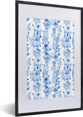 Produktbild von MuchoWow® MuchoWow® Gerahmtes Poster Blumen - Pflanzen - Blau 40x60 cm - Poster mit zchwarzem Bilderrahmen - Poster in Rahmen
