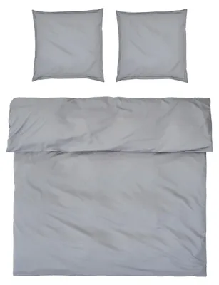 Bettwäsche-Set 200x200 cm + 2x80x80 cm, 100% Baumwolle, grau